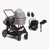 Beemoo Maxi 4 Twin Søskendevogn inkl. Cybex Aton B2 i-Size Autostol Baby & Base, Grey/Volcano Black