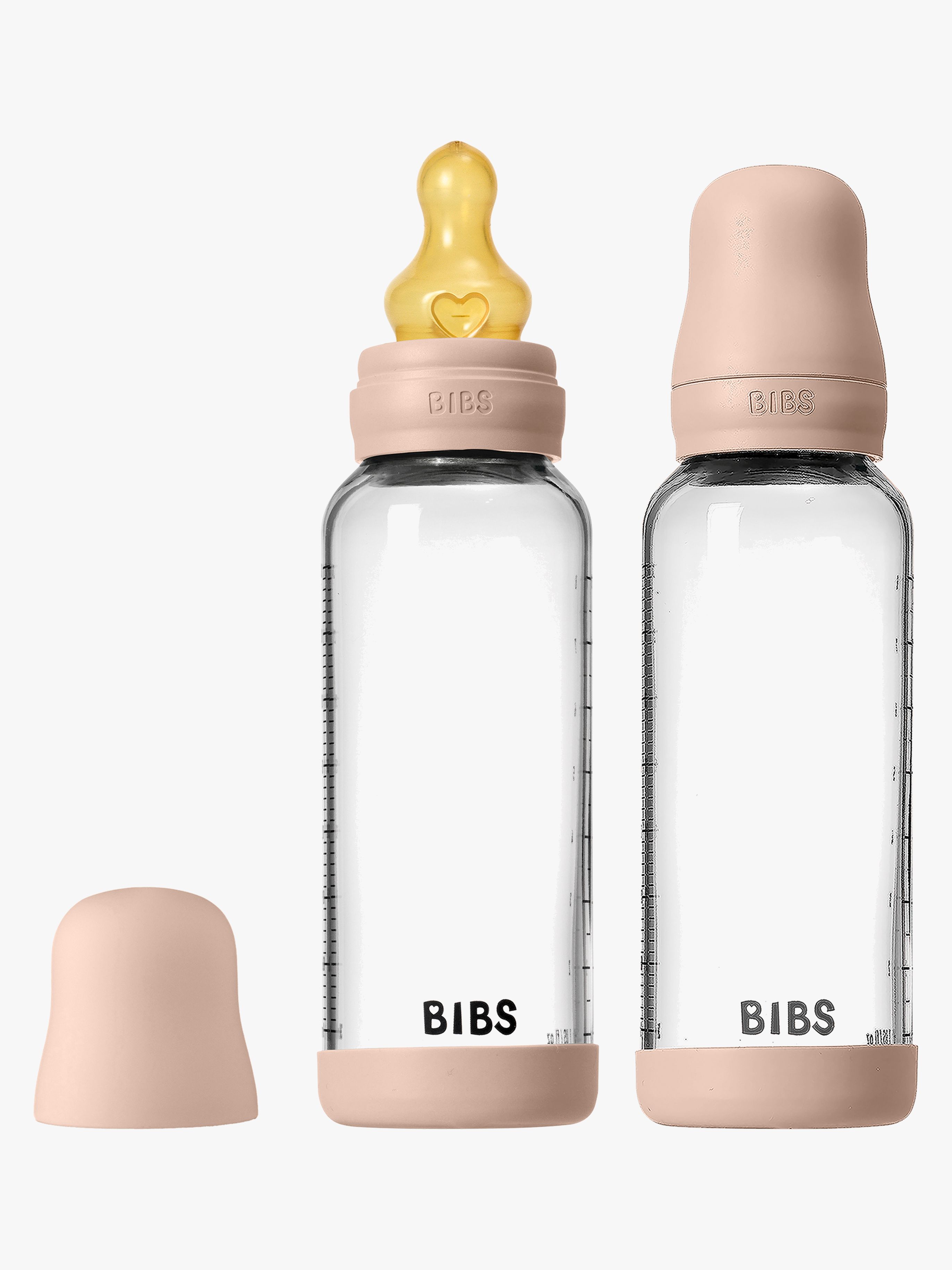 BIBS Medium Flow Glas Sutteflaske Latex 2-pak 240 ml, Blush