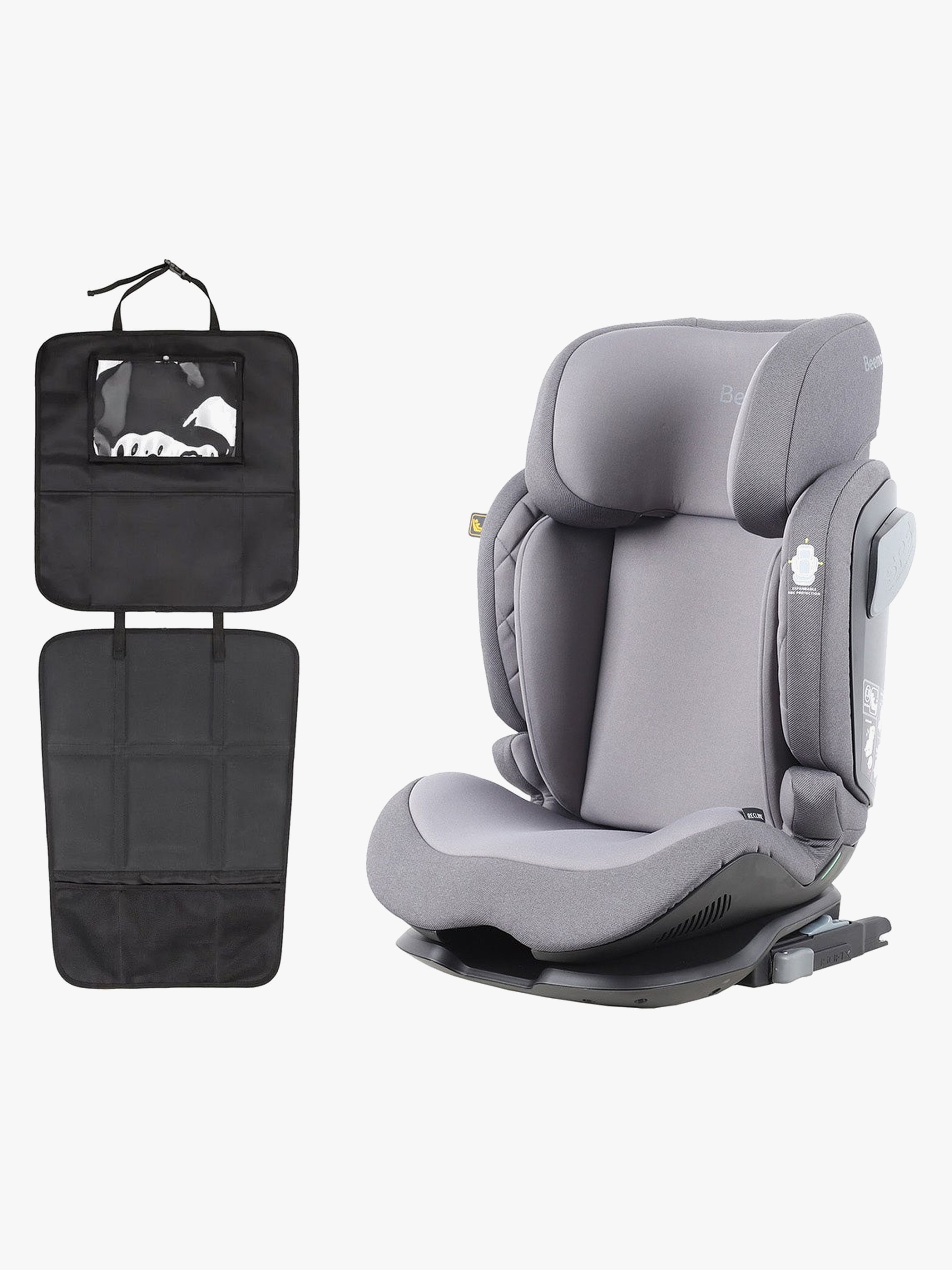 Beemoo Recline i-Size Autostol inkl. 3-in-1 Sædebeskyttelse, Mineral Grey