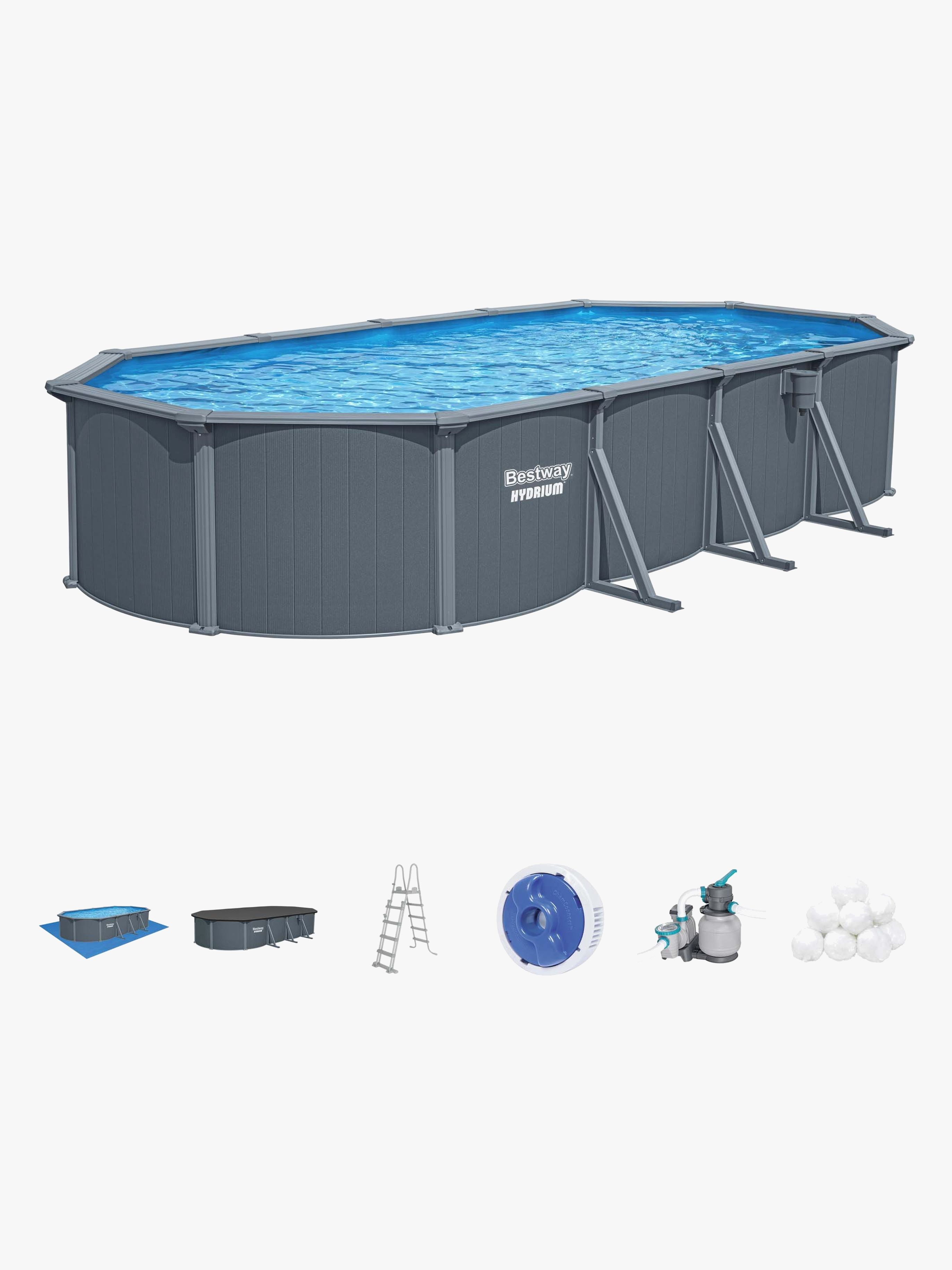 Bestway Pool Hydrium Oval 732x366x132 cm, Badebassin til børn
