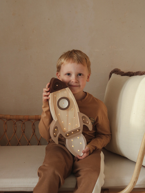 Little Lights Lampe Rumraket, Cappucino Wood