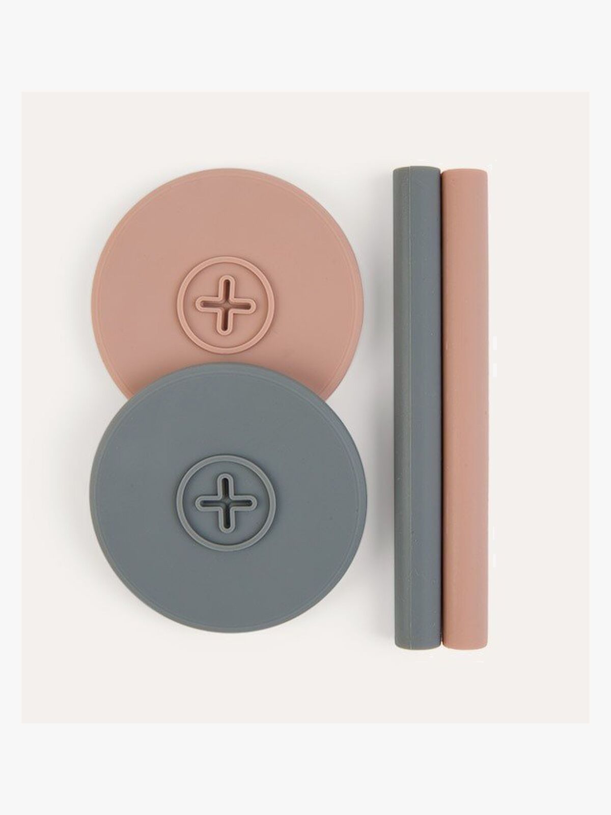 COGNIKIDS Sip Låg med Sugerør 2-pak, Slate Grey/Blush