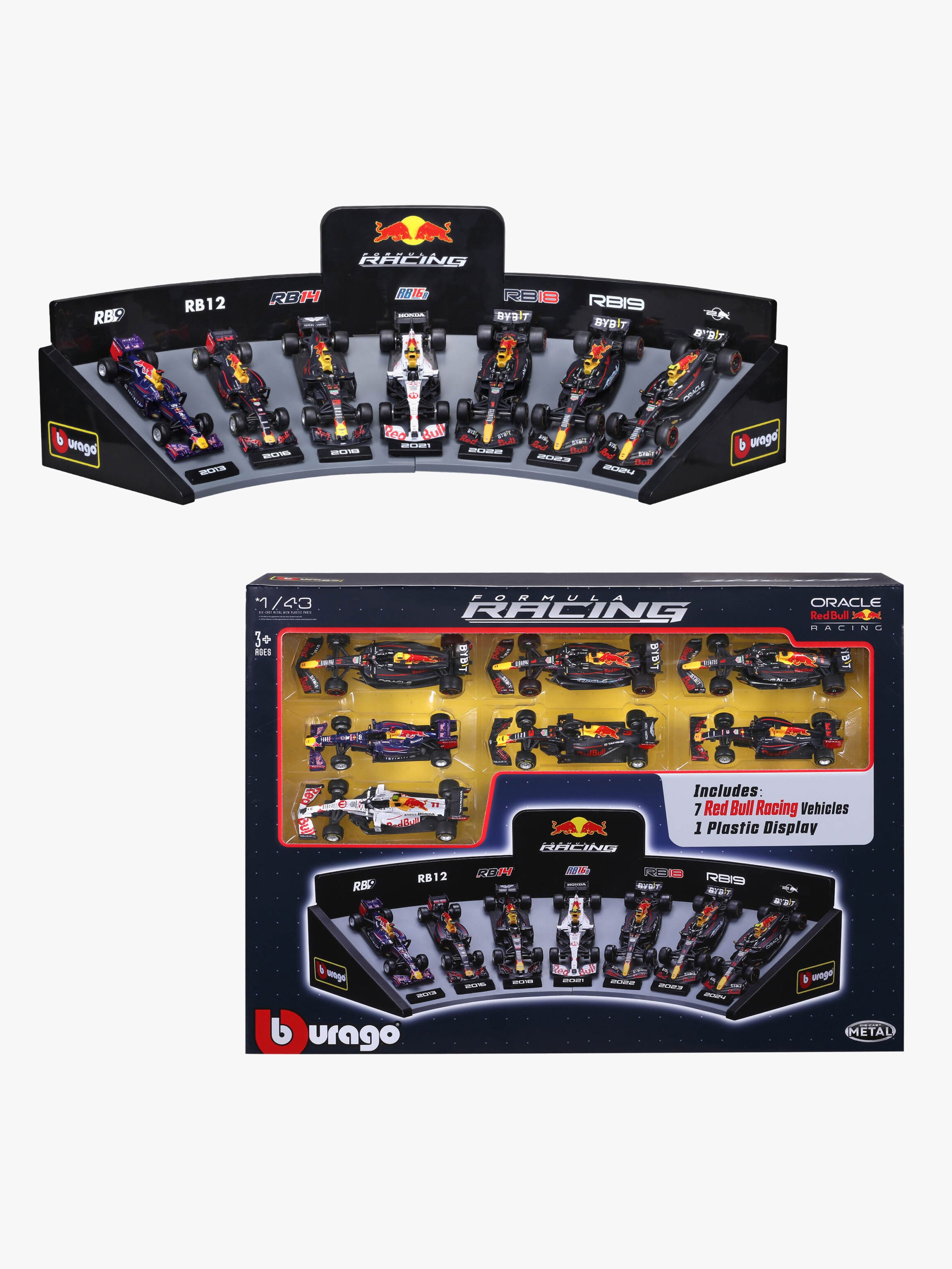 Bburago F1 Red Bull Deluxe Gavesæt med Biler &  Display 1:43