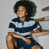 Hummel JR Loose Striped Polo, Dress Blue