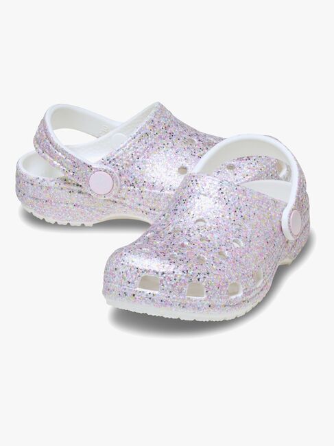 Crocs Classic Fantasy Glitter Kids Clogs, White