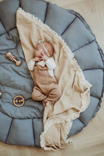 Play&Go Organic Bloom Legetæppe, Dusty Blue