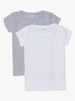 Luca & Lola Fanny Top 2-pak, Grey Melange/White