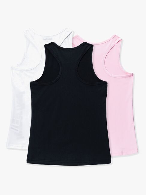 Hyperfied Split Tank Top 3-pak, Black/White/Fairy Tale
