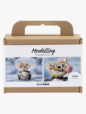 Creativ Company Kreasæt Mini Modellervoks Robot, Grå/Pink