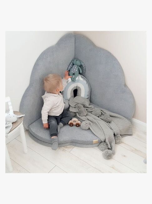 Meowbaby Foam Sammenklappelig Legetæppe Velour 160x160, Lysegrå