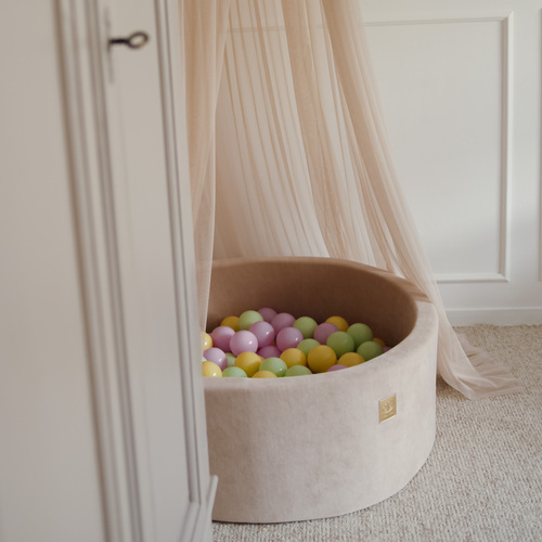 Meowbaby  Rundt Boldbassin Fløjl 30x90, Ecru