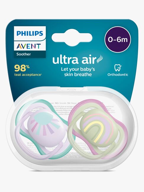 Philips Avent Ultra Air Deco Sut 2-Pak 0-6m, Grøn/Lilla