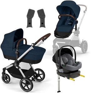 Cybex EOS Lux Duovogn inkl. Beemoo Route i-Size Autostol Baby & ISOFIX Base, Ocean Blue/Mineral Grey