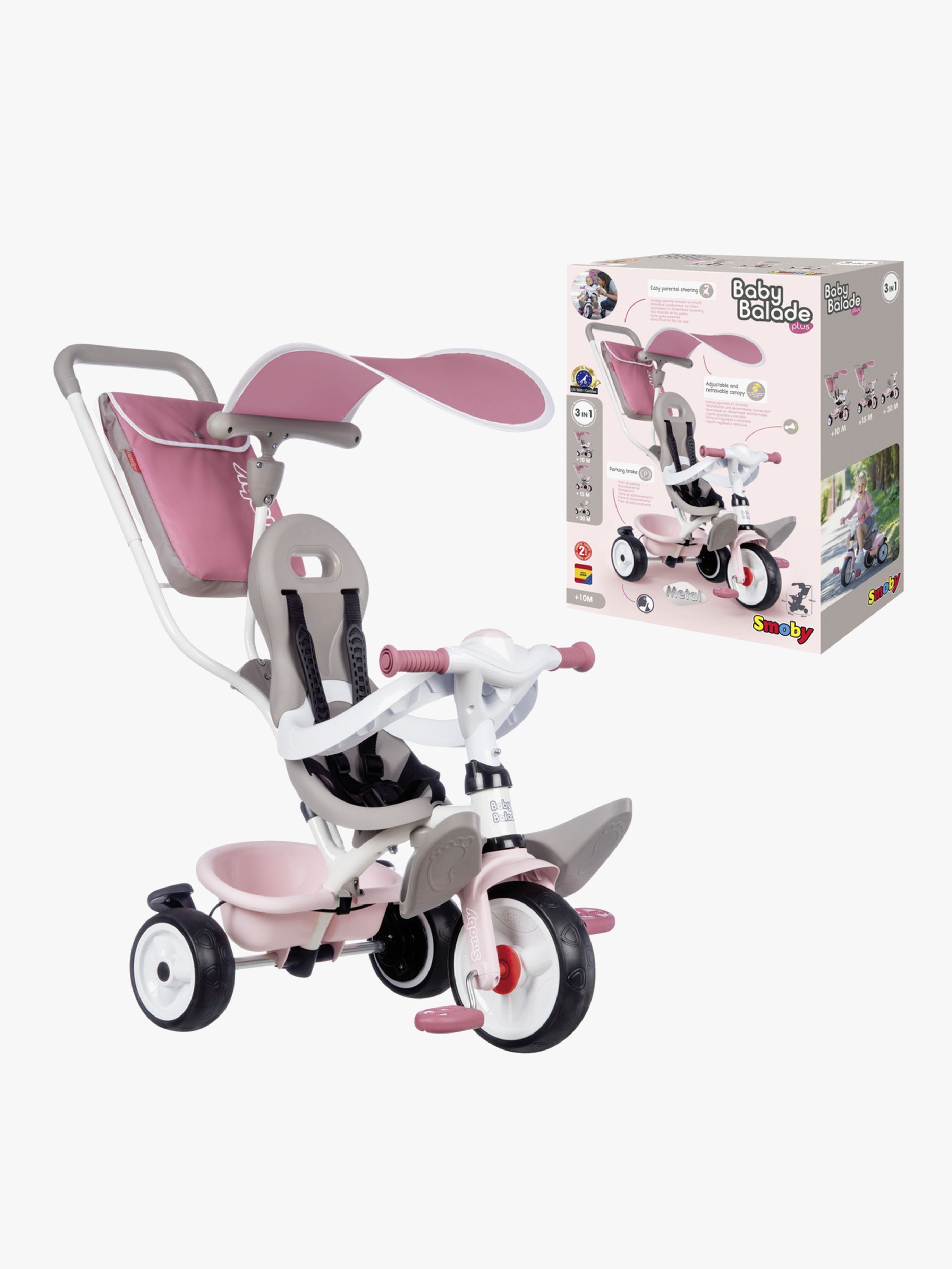 Smoby Trehjulet Cykel Baby Balade Plus, Lyserød