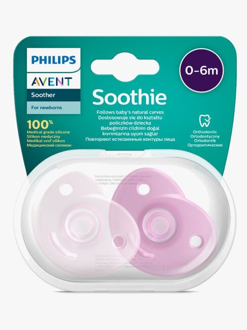 Philips Avent Curved Soothie 0-6 mdr., Lyserød