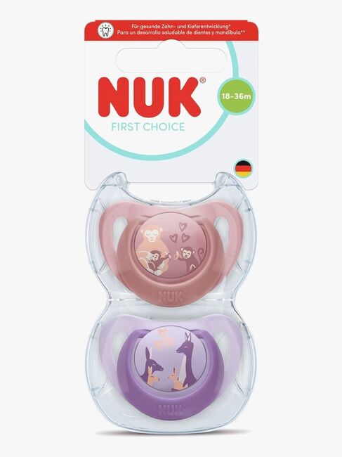NUK First Choice Classic Sut 2-pak Str. 3, Monkey/Kangaroo