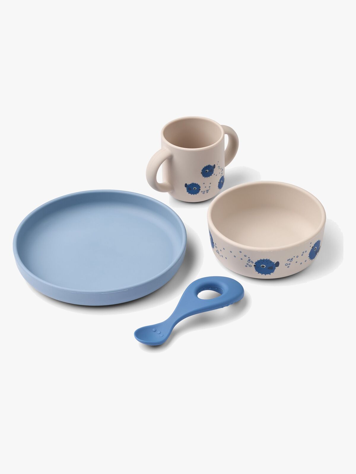 LIEWOOD Vivi  Mønstret Fodringssæt Silikone, Pufferfish/Sandy