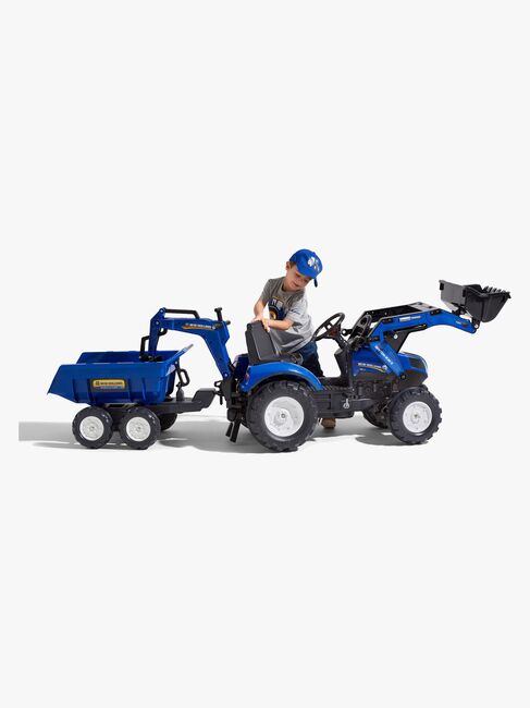 Falk New Holland Pedaltraktor med Trailer, Blå