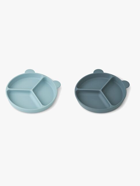 LIEWOOD Stacy Opdelt Tallerken 2-pak, Sea Blue/Whale Blue