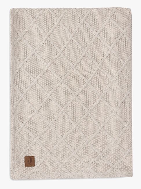 Jollein Strikket Tæppe Ternet Mønster med Bamsefleece, Oatmeal