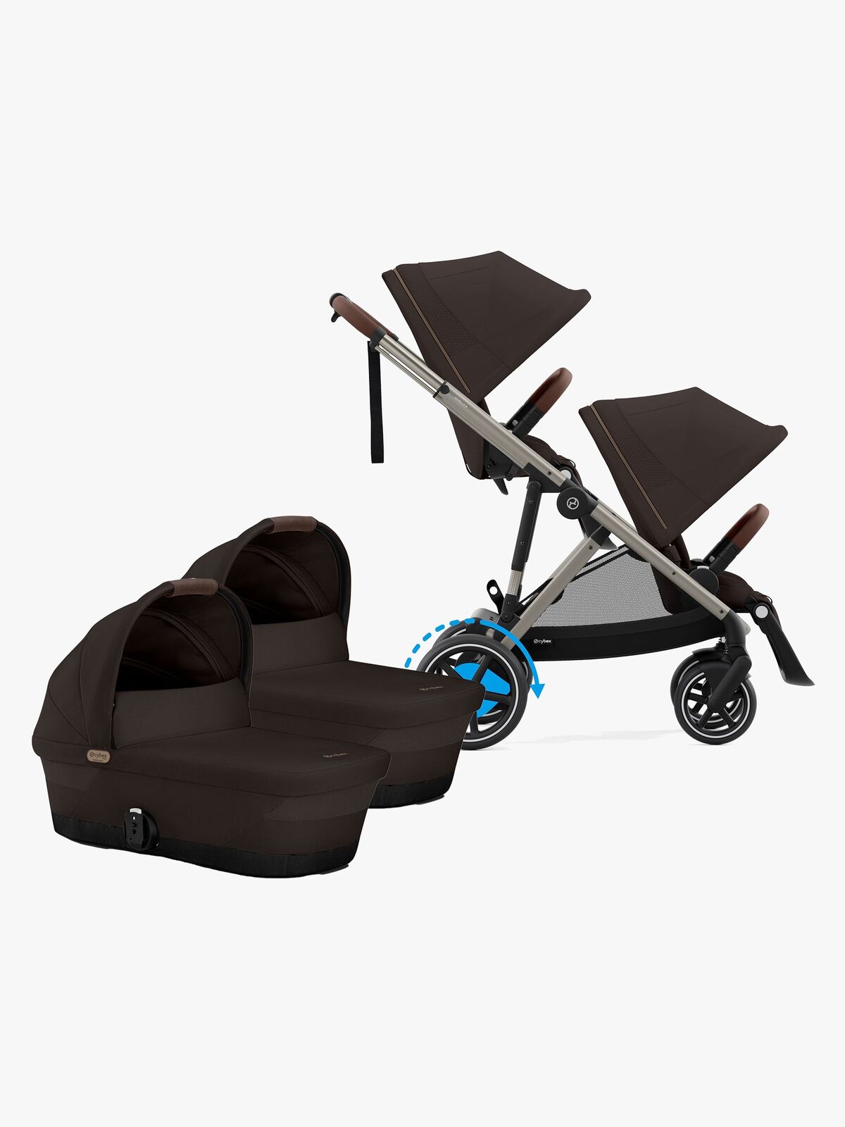 Cybex e-Gazelle S Tvillingevogn, Chocolate Brown/Taupe