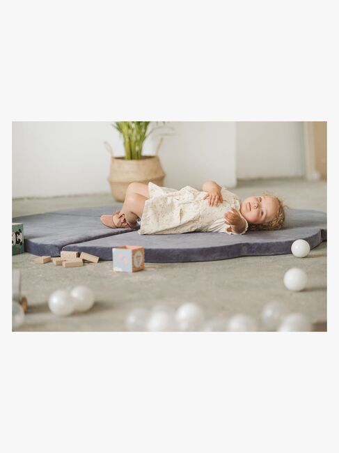 Meowbaby Foam Sammenklappelig Legetæppe Velour 160x160, Blå-grå