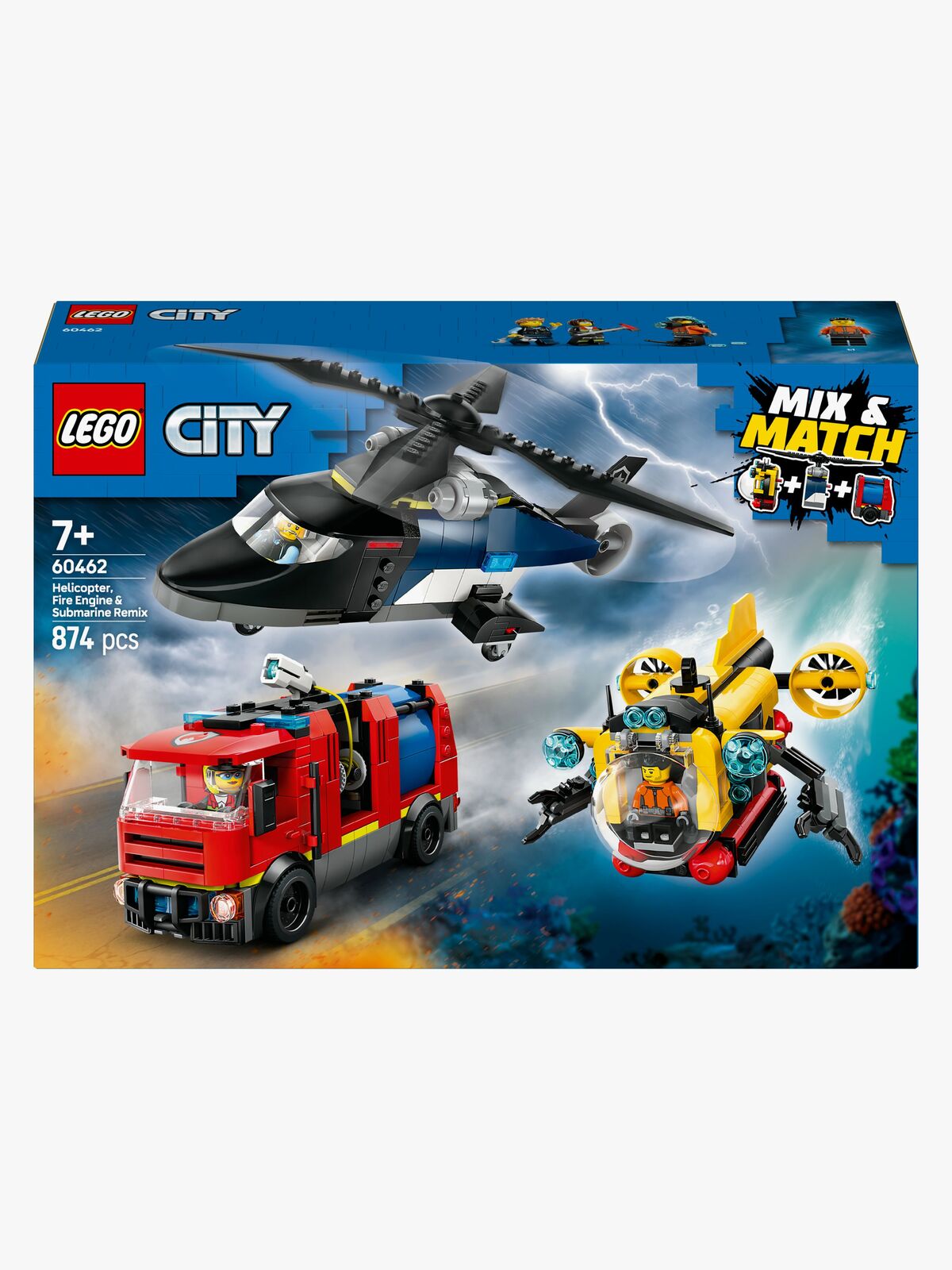 LEGO City 60462 Remix – helikopter, brandbil og ubåd
