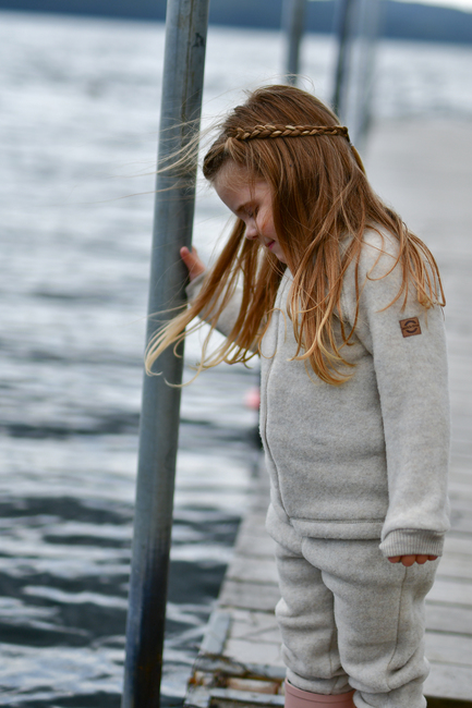 Mikk-Line Fleecetrøje Merinould, Melange Offwhite