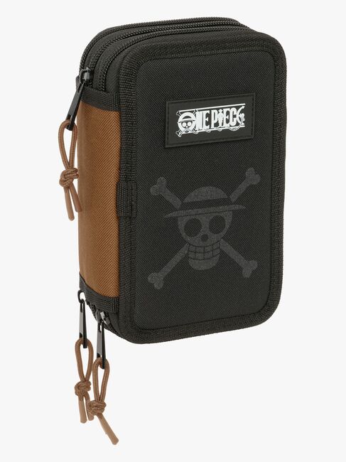 One Piece  Fyldt Penalhus med 3 Rum 37 Dele, Sort