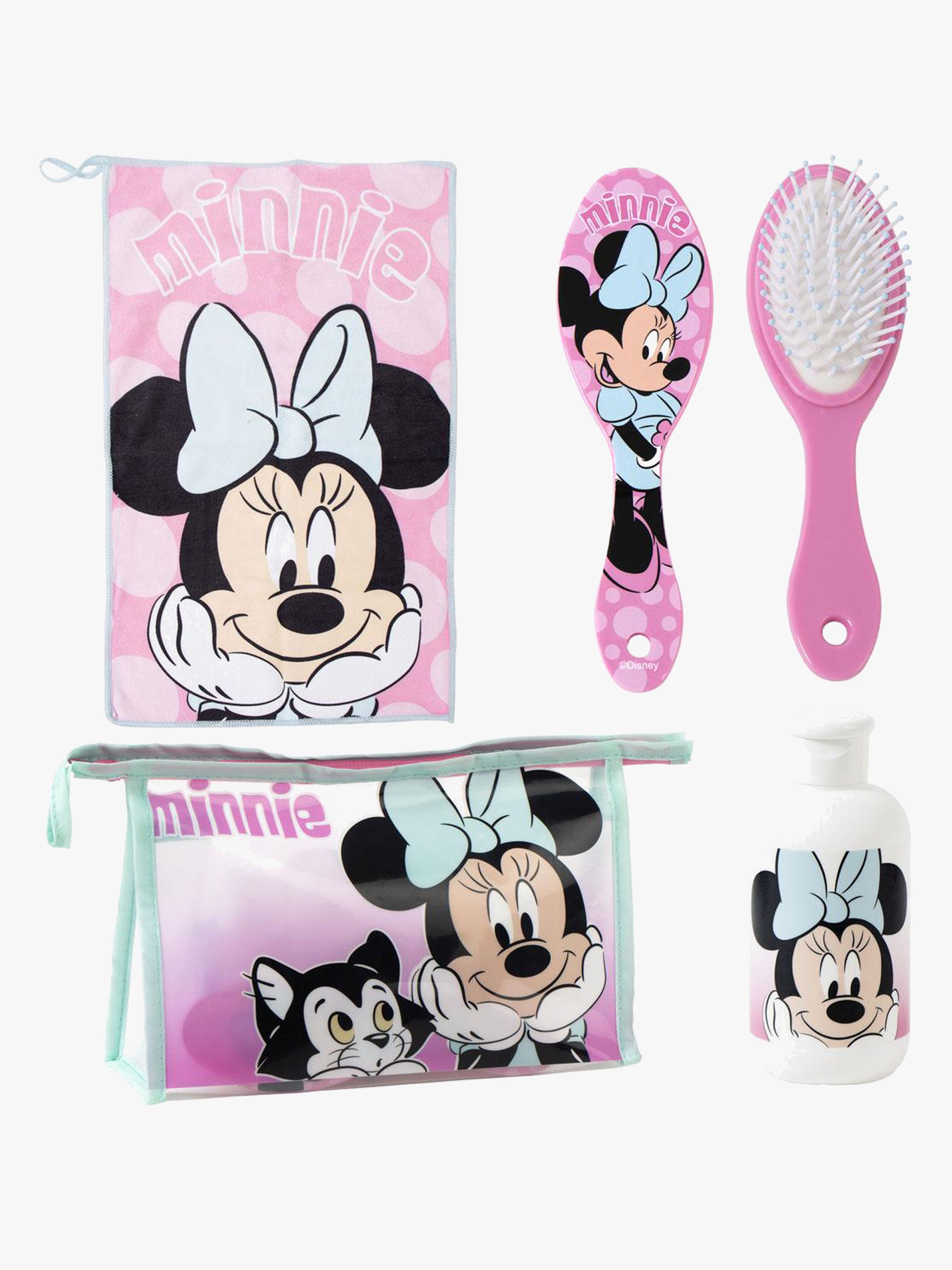 Disney Minnie Mouse Toilettaske med Håndklæde Hårbørste &  Flaske