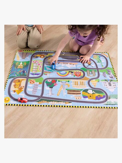 Melissa & Doug Racerbane Gulvpuslespil & Legesæt 48 Brikker