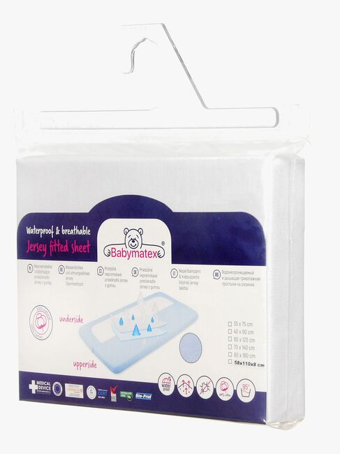 BabyMatex Hygienic Jersey Vandtæt Stræklagen til Tremmeseng 40 x 90 cm, Hvid
