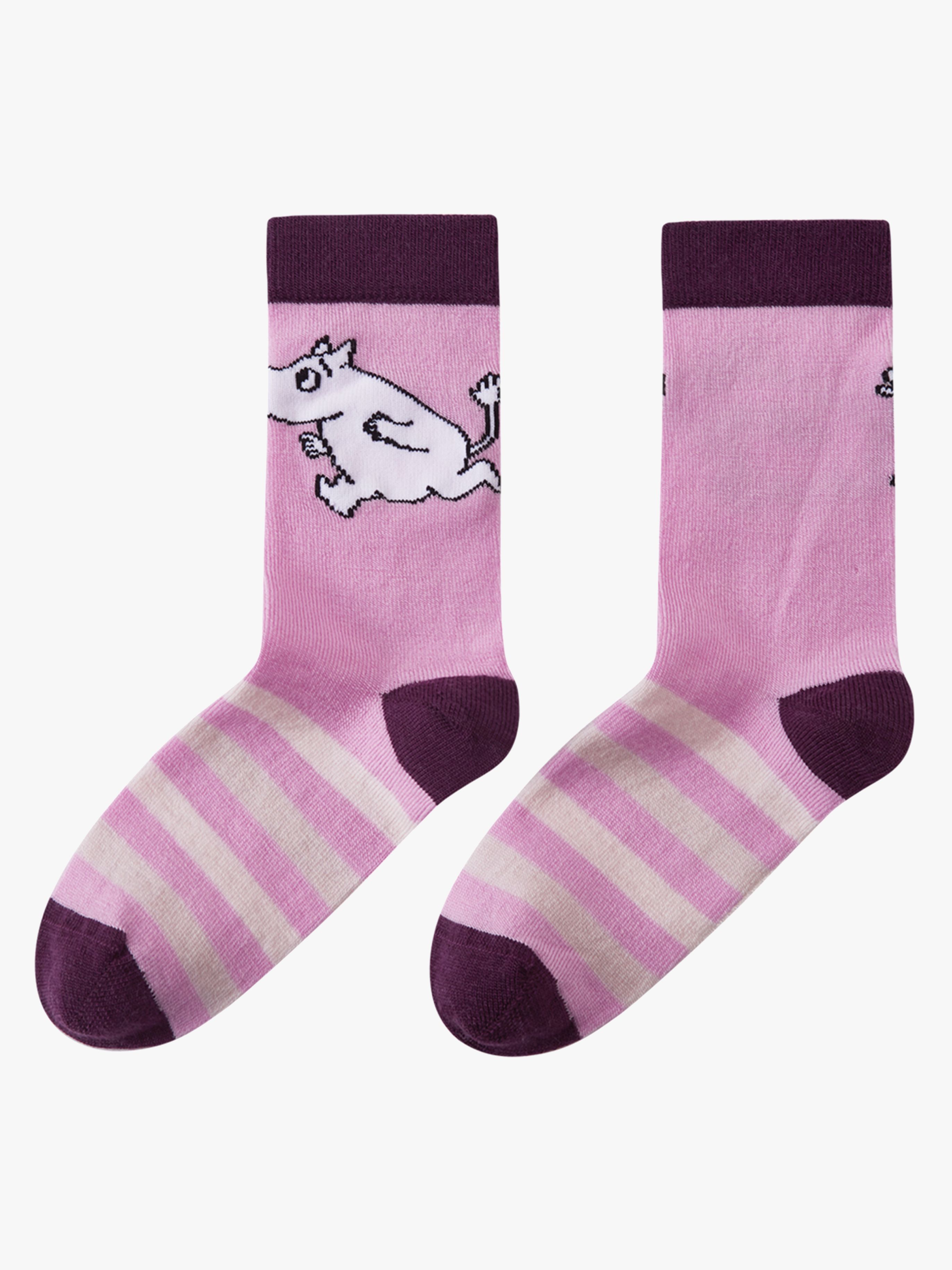 Reima Moomin Stribet Uldstrømper, Grey Pink, 34-37