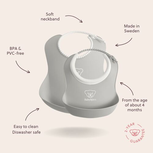 BabyBjörn Hagesmæk-sæt 2-Pak, Grå