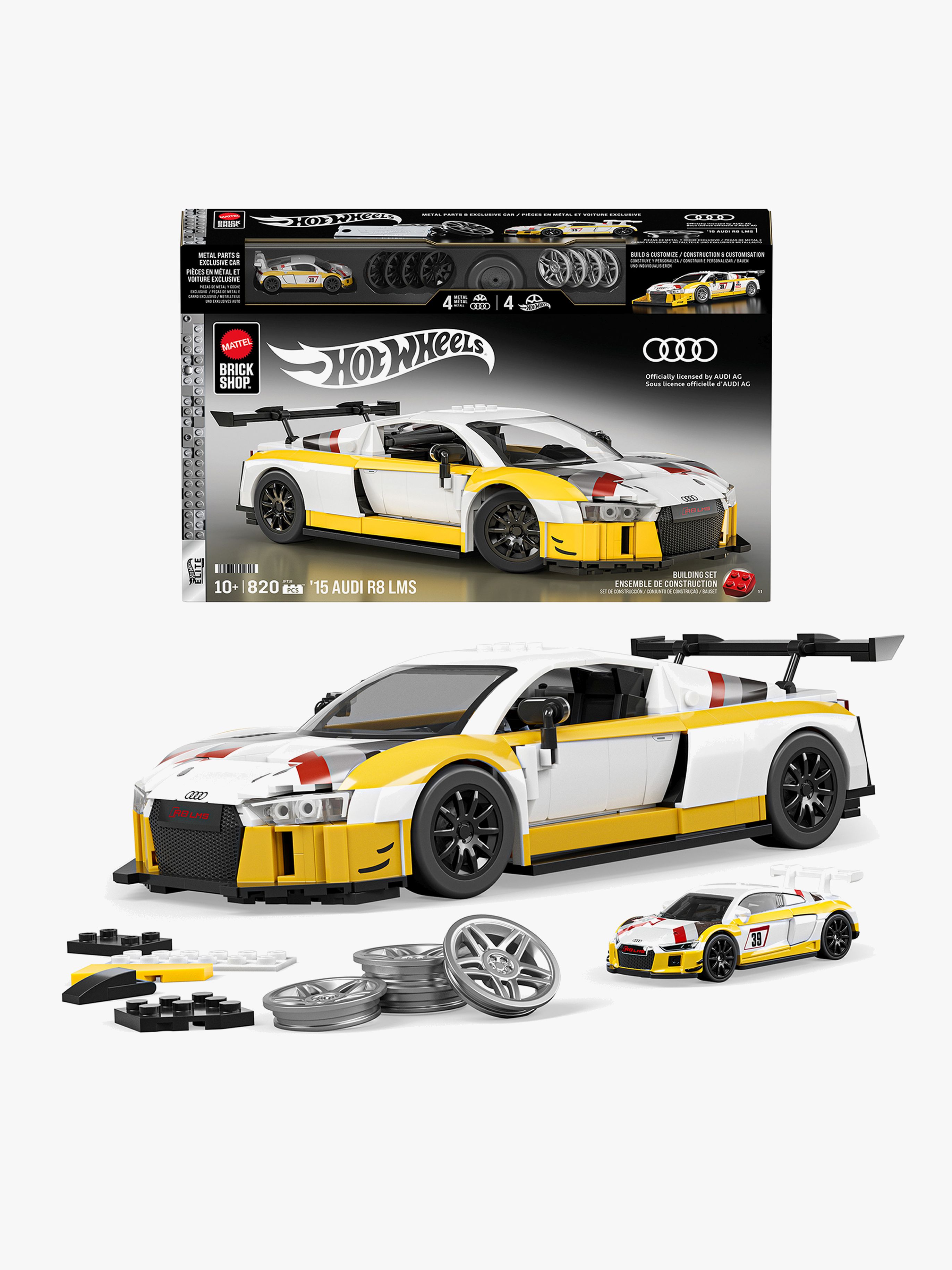 Mattel Brick Shop Hot Wheels Elite Series Byggesæt ’15 Audi R8 LMS 820 Dele