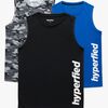 Hyperfied Bounce Tank Top 3-pak, Black/Camo Black/Blue