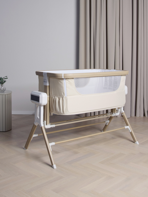Beemoo CARE AutoMotion Bedside Crib, Beige/Træ