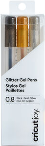 Cricut Joy Tilbehør Medium Point Glitter Gel Pens 3-pak Black, Gold, Silver