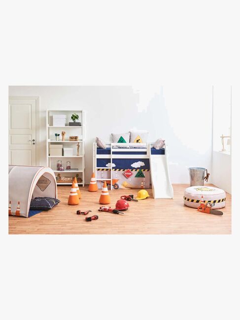 Hoppekids ECO Dream Halvhøj Seng med Rutsjebane og Stige 90x200, Hvid