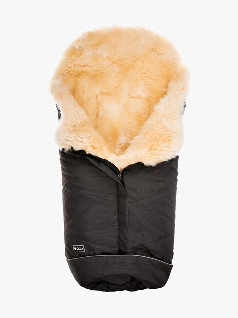 Bozz Lammeskindskørepose Langhåret, Black Melange/Nature