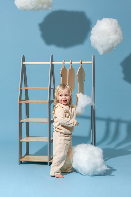 Duck Woodworks Knagerække med Hylder, Grå