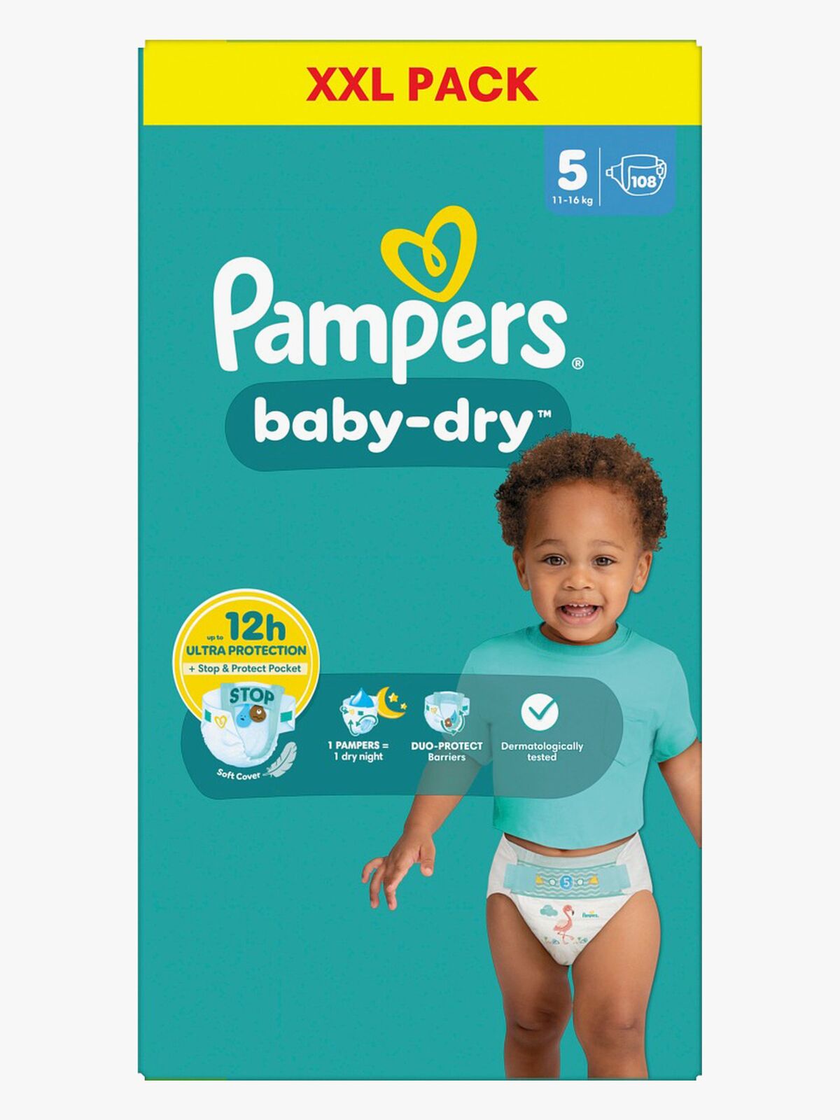 Pampers Baby Dry Bleer Str. 5 11-16 kg XXL 108-pak