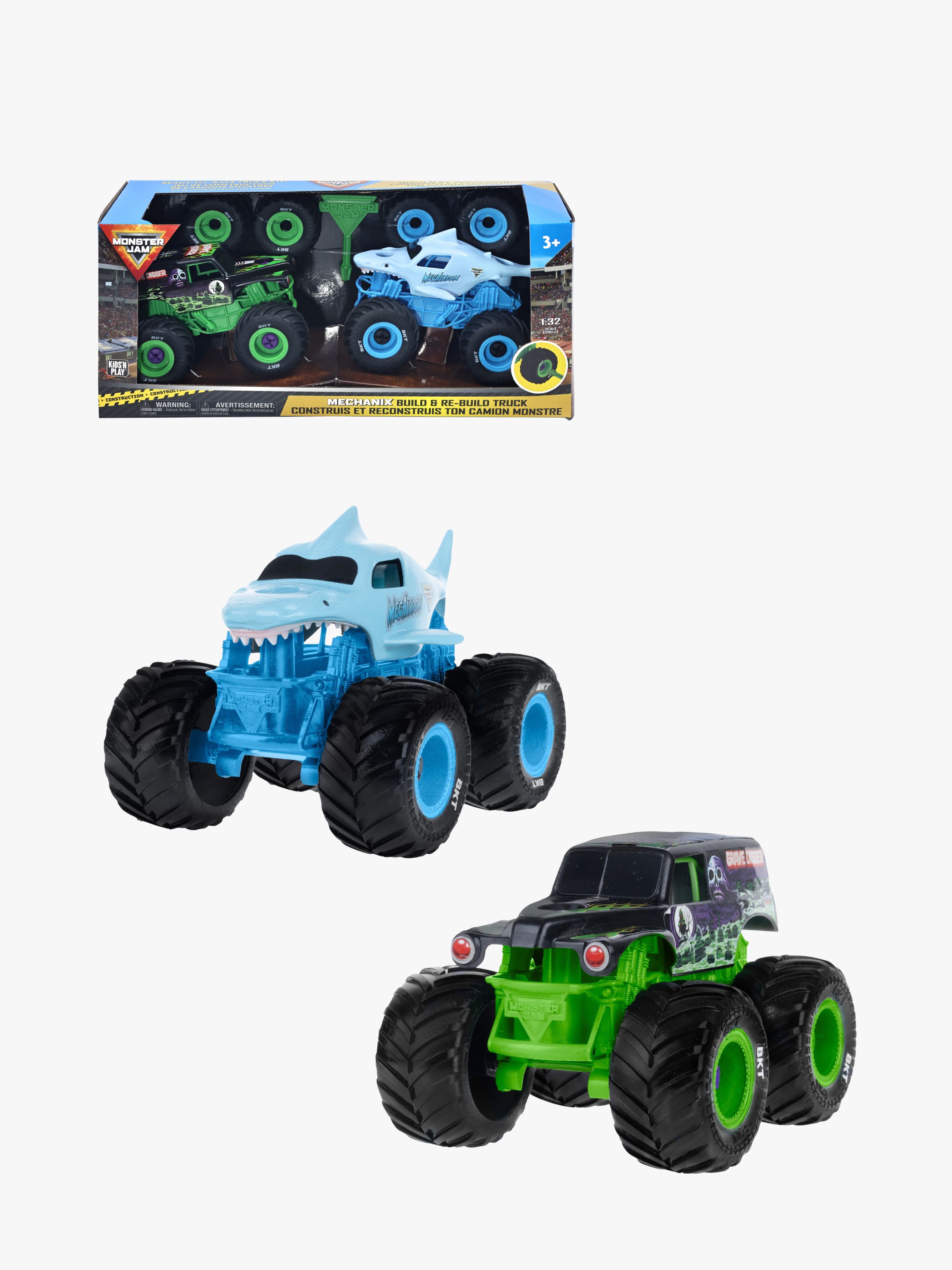 Monster Jam Mechanix Build N ReBuild Køretøjer 2-Pak 1:32