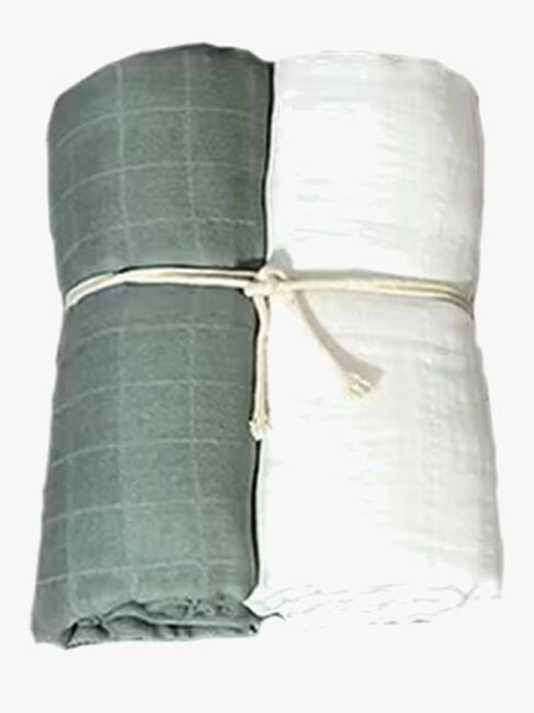 Mini Dreams Musselin Tæppe 2-pak, Grønt sand