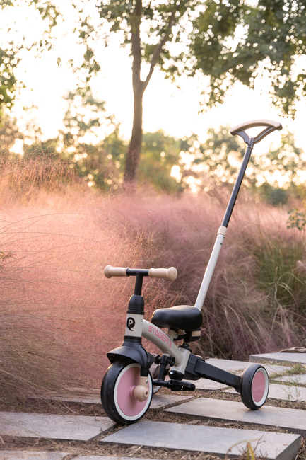 QPlay Stager 3-i-1 Transformerbar Trehjulet Cykel, Pink