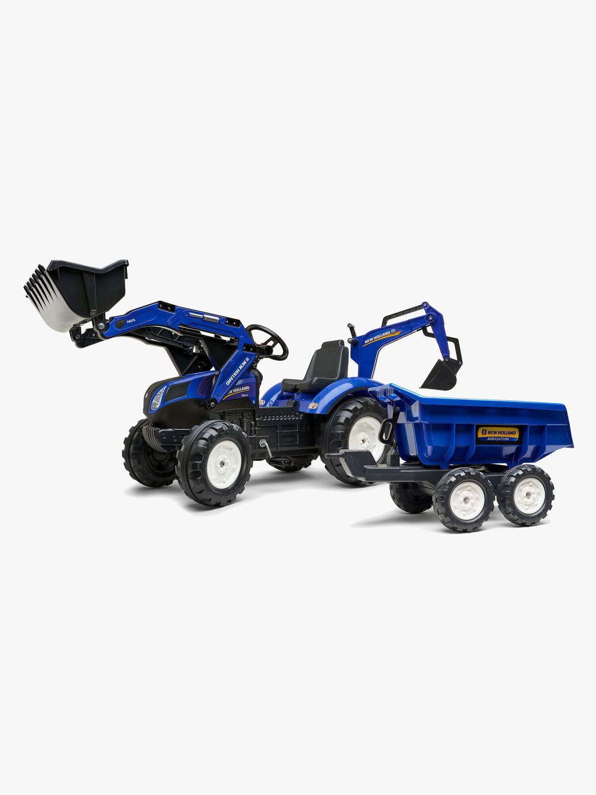 Falk New Holland Pedaltraktor med Trailer, Blå