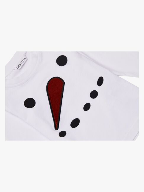 Luca & Lola Top Baby Snowman, White