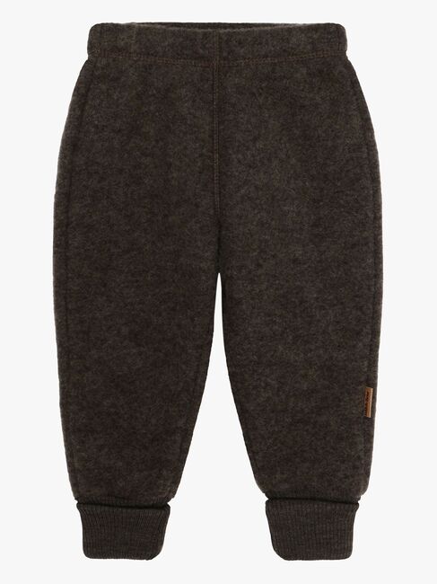 Mikk-Line Fleecebukser Merinould, Dark Brown Melange