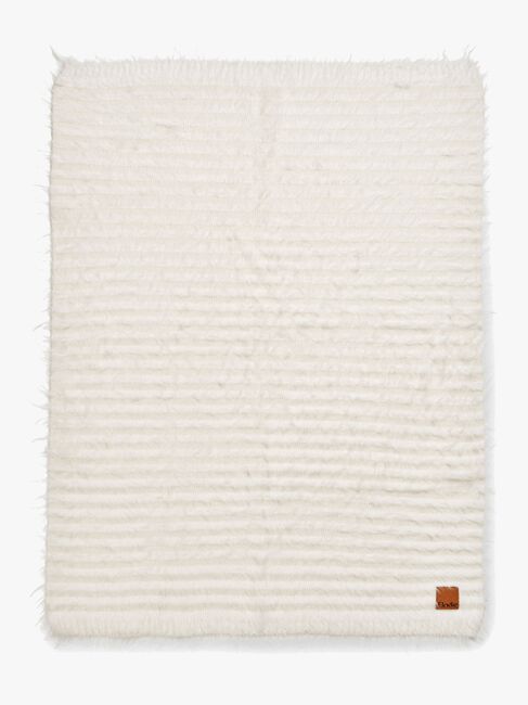 Elodie Furry Knit Tæppe, Vanilla White