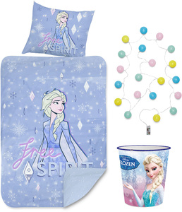 Disney Frozen Sengetøj, Lyskæde og Papirkurv, Multicolored